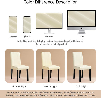 SyMax Dining Chairs Set of 6, Faux Leather Upholstered Dining Room Chairs, Modern Parsons Kitchen Chairs with Wood Legs, Cream(Only Chairs)