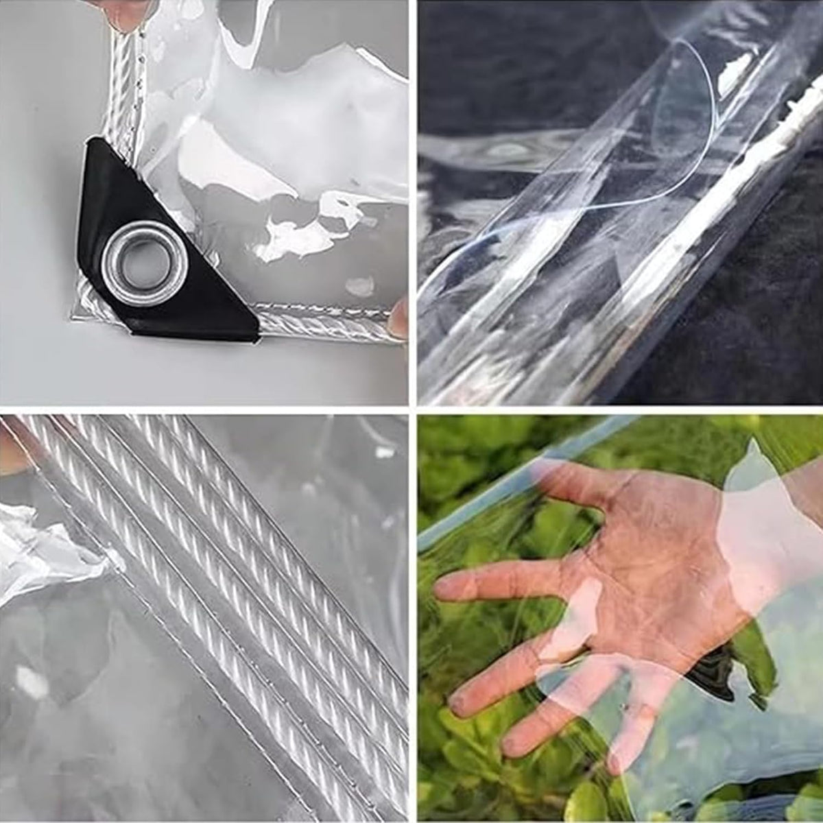 12' X 12' Clear Tarps Heavy Duty Waterproof PVC Vinyl 14 Mil Thick, Glass Tarpaulin with Metal Grommets, Protects Against Water, Tear, Cold Weather Resistan for Greenhouse Balcony Garden