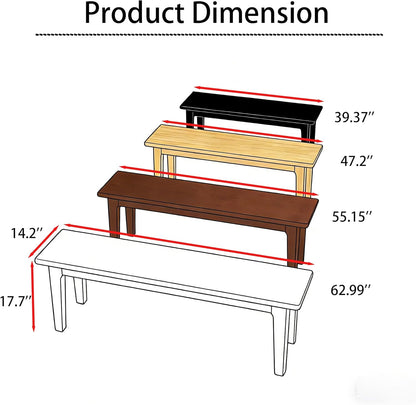 Wilk Wooden Entryway Bench, 39’’ Indoor End of Bed Bench, 100% Solid Oak Wood (Black)