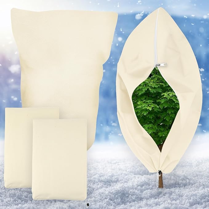 2 Pack Plant Covers Freeze Protection, 47" X 71" Large Frost Cloth Plant Freeze Protection, Frost Blankets for Winter Outdoor Plants Tree Shrub Rose Bush, with Drawstring