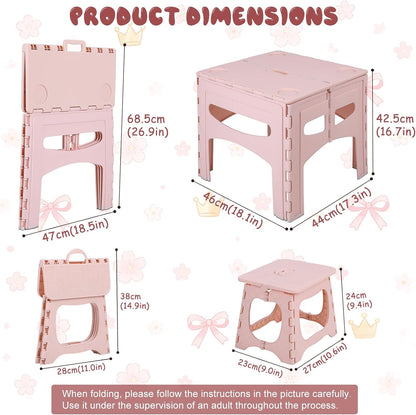 Portable Folding Kids Table & Chairs Set, Indoor/Outdoor Toddler Desk | Foldable & Portable, Indoor &Outdoor Applicable, Built to Last, Easy to Clean, Safe & Ergonomic Design