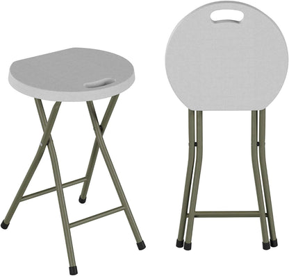 Set of 2 Stools - 18-Inch Folding Stools with 300lb Capacity for Indoor or Outdoor Use - Backless Portable Chairs for Adults by Lavish Home (White)