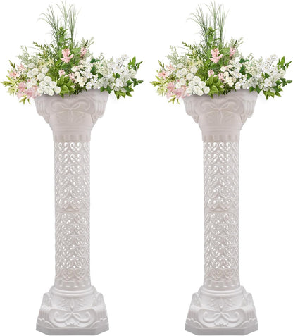 Roman Columns Wedding Column Stand Roman Pillar Plant Stand Plastic Greek Column Statue Pedestal Flower Pot Holder Decor, Elegant Decorative Column for Wedding Event Party