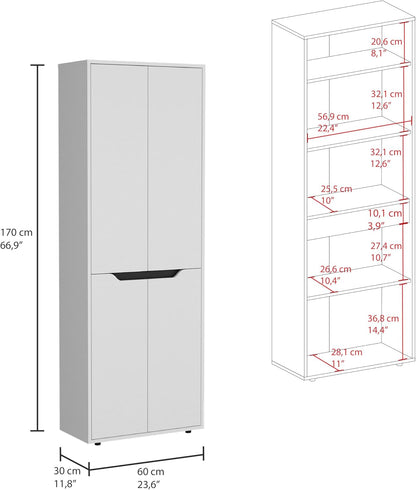 Storage Cabinet Kitchen Pantry with Four Doors and and Five Interior Shelves