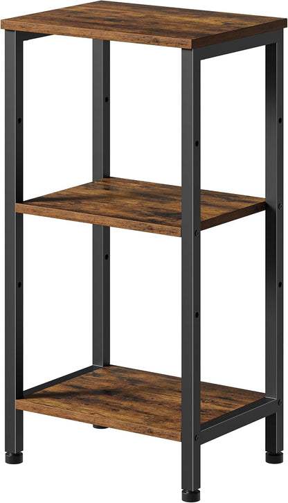 Asgolion Small Side Table, Tall End Table with Adjustable Shelf, Accent Table Stand for Home Decor, Small Entryway Table, Bedroom Nightstand, Living Room, Office, Rustic Brown