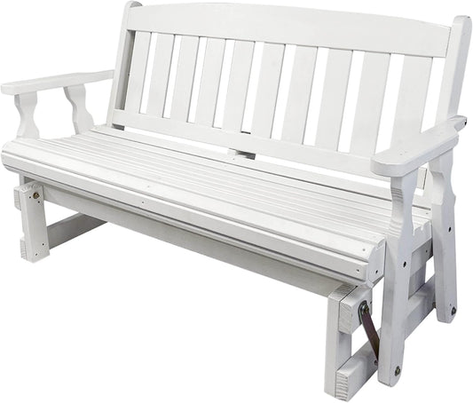 Amish Casual Heavy Duty 800 Lb Mission Pressure Treated Porch Glider (4 Foot, Semi-Solid White Stain)