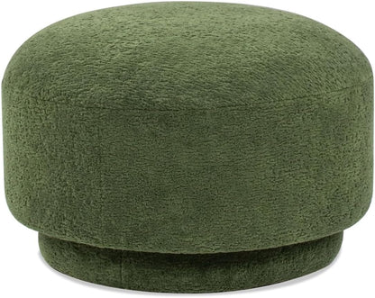 15" Mushroom Footstool Ottoman, Moss Green Fleeced Teddy