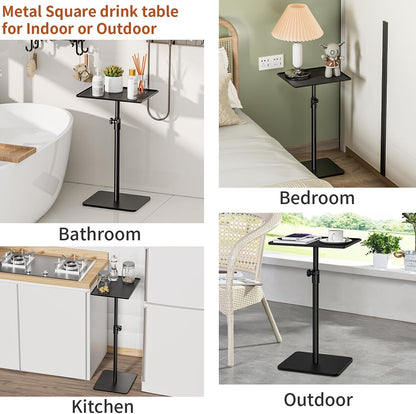 RCHYFEED Small Side Tables for Small Spaces, End Table Metal Side Table Set of 2, Height Adjustable 17-29.6 Inch Side Tables TV Tray Table for Couch, Sofa, Bedroom, Living Room, Indoor & Outdoor