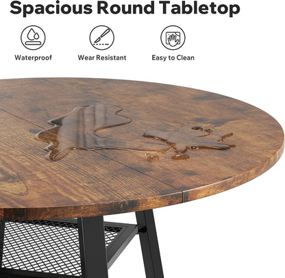 47 Inch Round Dining Table for 4-6 People,Modern Circle Dining Room Table Kitchen Table with Metal Legs for Dining Room,Kitchen,Vintage(Table Only)