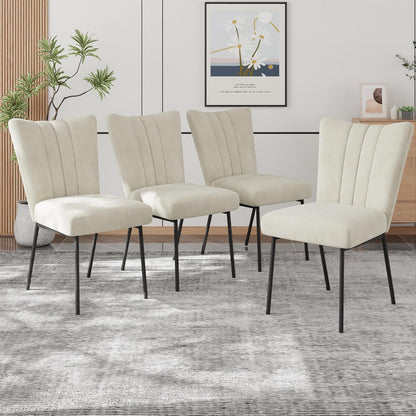 ZckyCine Dining Chairs Set of 4, Upholstered Velvet Kitchen Chairs with Thick Padded Seat and Sturdy Metal Legs, Modern Farmhouse Accent Chairs for Dining Room, Living Room, Waiting Room