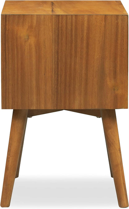 Poly & BARK Dorsey Nightstand - Mid-Century Modern Nightstand – Solid Wood Bedside Table with 2 Drawers, Acorn Walnut Finish, 23.5" Tall