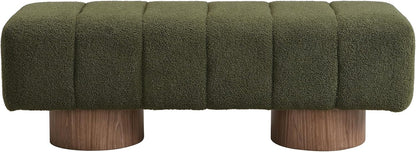 Christopher Knight Home Manila 50" Boucle Fabric Dining Bench, Rectangular Upholstery Ottoman Bench, Bedroom End of Bed Footstool, Living Room Extra Seat Footrest, No Assembly Needed, Jungle Green