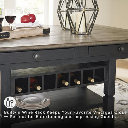 Signature Design by Ashley Counter Height Table with Storage, Farmhouse