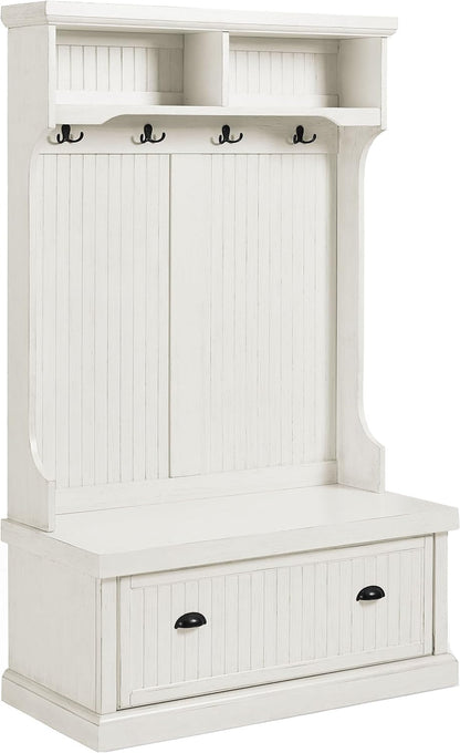 Crosley Furniture Seaside Kitchen Storage Bundle - Pantry Cabinet and Hall Tree Bench
