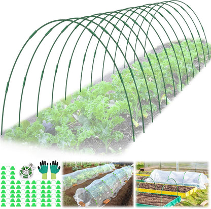 60 Pcs Garden Hoops for Raised Beds, 12 Sets Greenhouse Hoops Grow Tunnel Rust-Free Fiberglass Hoop House Kit, Plant Support Garden Stakes Hoops Frame for Netting Shade Cloth Row Cover Garden Supplies