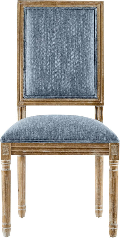 Christopher Knight Home Regina French Country Dining Chairs Set of 2, Wooden Dining Room Chair, High Back Kitchen Side Chair, Fabric Upholstered Armless Extra Seat, Slate Blue