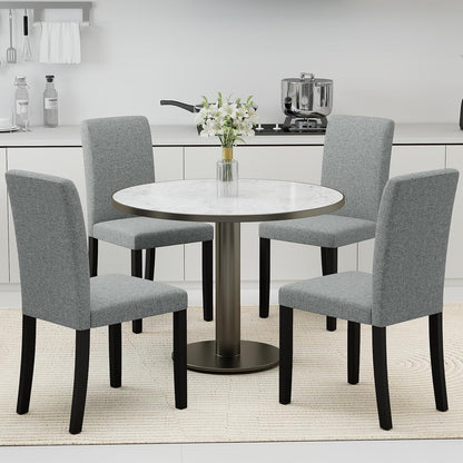 Giantex Upholstered Dining Chairs Set of 4, Mid-Century Modern Fabric Parson Chair w/Rubber Wood Legs, Thick Padded Seat, High Back, Armless Kitchen Side Chairs for Living Dining Room Restaurant