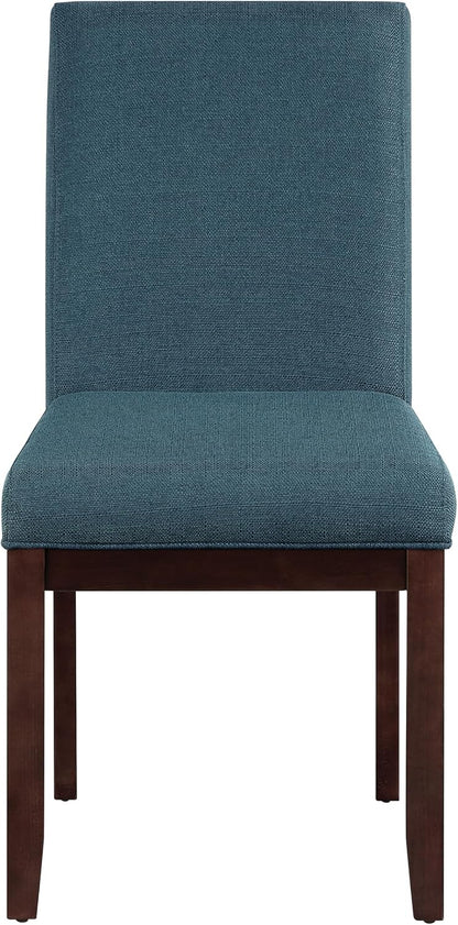 OSP Home Furnishings Dakota Upholstered Parsons Dining Chair with Espresso Finish Wood Legs, Azure Blue Fabric