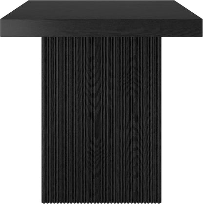 Henn&Hart 22" Fluted Modern Wooden Square End Table, Ribbed Side Table, Nightstand for Living Room, Office, Family Room, or Bedroom, Natural Black