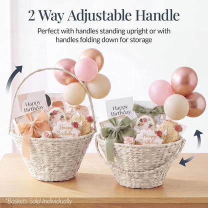Best Choice Products Woven Large Gift Basket For DIY Halloween Boo Baskets, Holiday Gifts & Celebrations, Storage Wicker Basket w/Collapsible Handle, Tapered, Hyacinth, Basket Only, 20In - White