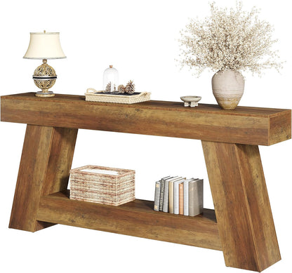Tribesigns 70.9 Inch Long Console Tables, Farmhouse Entryway Table with Storage, 2-Tier Sofa Table Behind Couch for Entrance, Hallway, Living Room (Rustic Brown)
