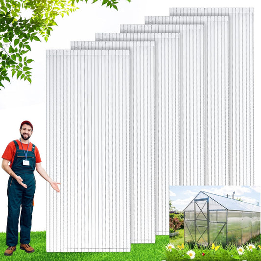Tatuo 12 Pack 6' X 2' X 0.24'' Polycarbonate Greenhouse Panels Polycarbonate Sheets Twin-Wall Roof Panels Waterproof UV Protected Clear Corrugated Plastic Roofing for Greenhouse Replacement