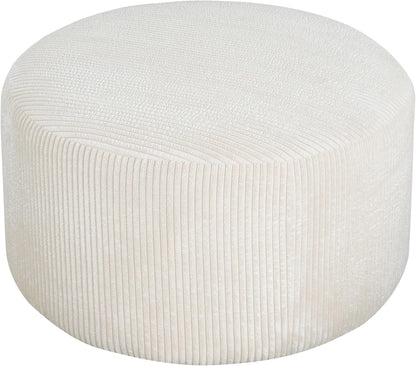Merax 30.25" Modern Upholstered Round Corduroy Ottoman, Multifunctional Extra Seat, Side Table, Foot Rest, Stuffed Pouf Footstool for Living Room Bedroom, Beige