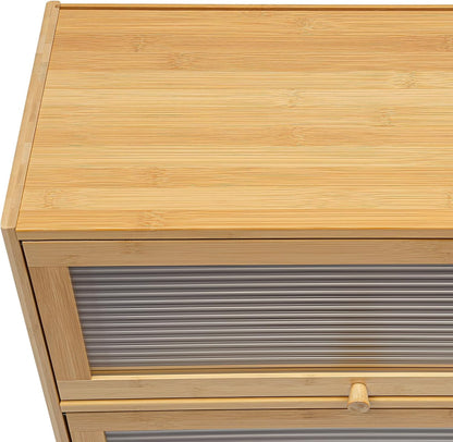 3-Tier Kitchen Storage Cabinet, Countertop Pantry Sideboard with Clear Flip-Up Door Tabletop Storage Cabinet with Large Capacity for Home Kitchen Dining Room Study Room Living Room