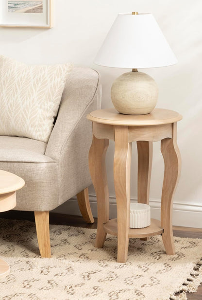 Kate and Laurel Sutherlin Vintage Tiered Round Side Table, 16 x 16 x 25, Light Natural, Traditional Two-Tier Circle Living Room End Table with Storage for Use as Bedroom Nightstand Option