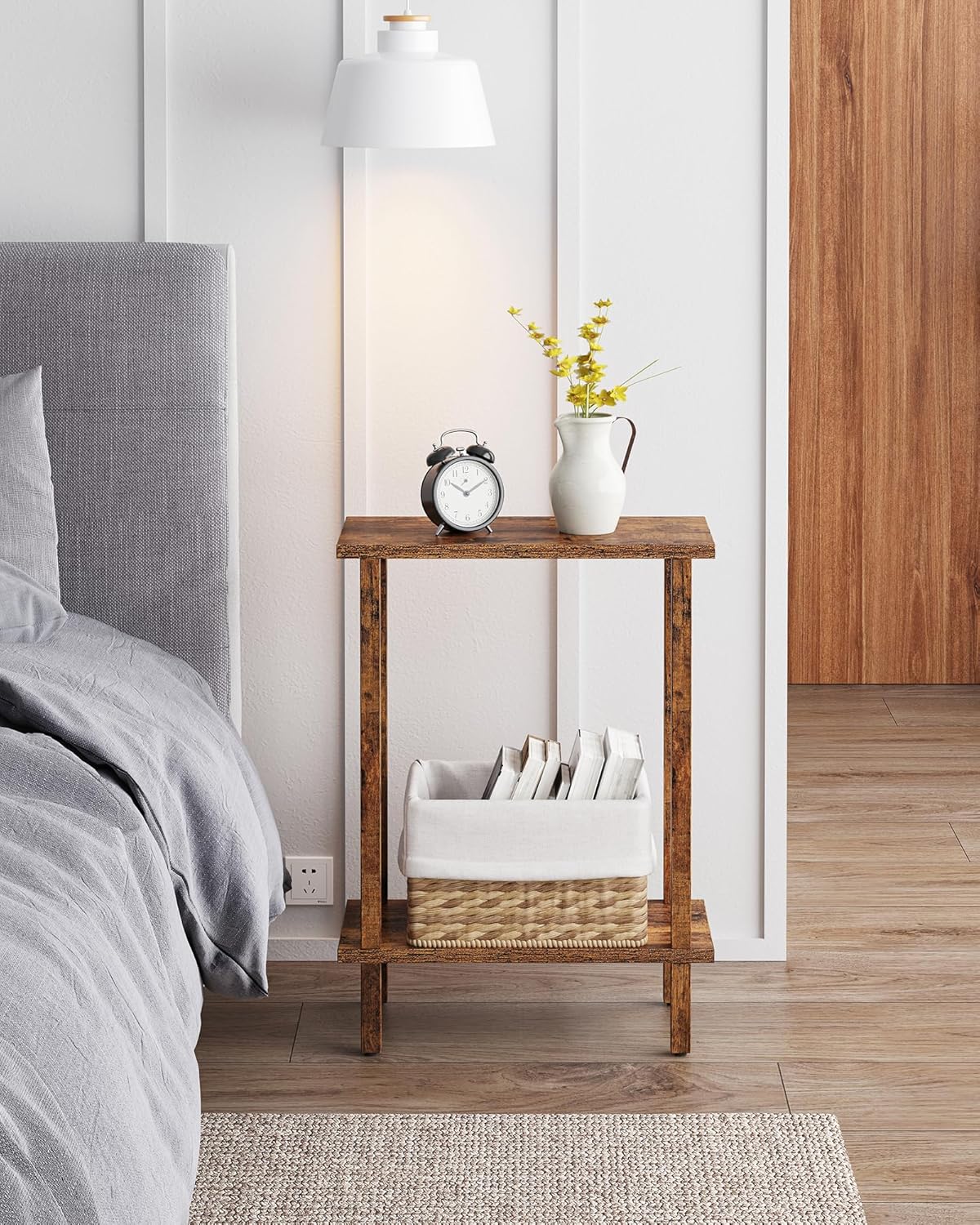 TUTOTAK Small Side Table, Narrow End Table, Skinny Sofa Table, Slim Nightstand, Couch Table, Living Room, Bed Room, Pure Brown TB01BB062C