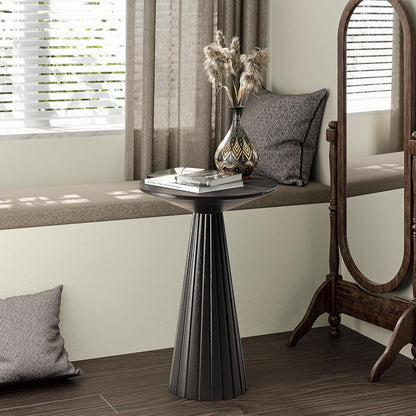 COZAYH Pedestal Small Drink Table Round Martini Table Wood Plant Stand End Table for Small Space Living Room, Bedroom, Black