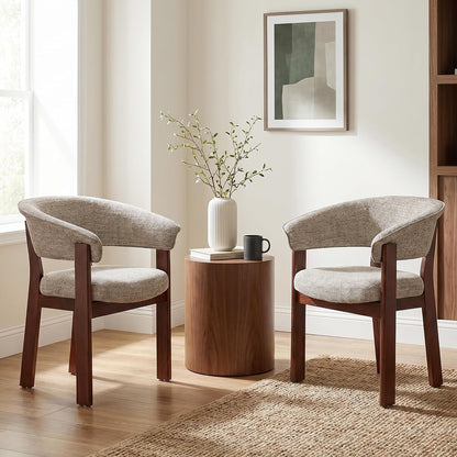 COLAMY Fully Assembled Upholstered Dining Chair, Solid Red Oak Wood Kitchen Side Chair, No Assembly Required Modern Farmhouse Dining Room Accent Seating, Single Pack,Set of 1