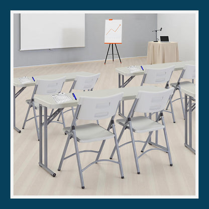 OEF Furnishings OEFBT-SEM1896 Commercial-Grade Premium Industrial Seminar Folding Table with Thick Blow-Molded Top and 16-Gauge Cantilever Steel Legs (Seminar, 18" × 96", Speckled Gray Top)