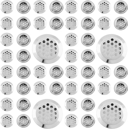 Uenhoy 20 Pcs Silver Air Vents 1" (25mm) Circular Soffit Vents Stainless Steel Air Vent Louver Round Mesh Hole Soffit Vent for Kitchen Cabinets Wardrobes Shoecases (Pack of 4)