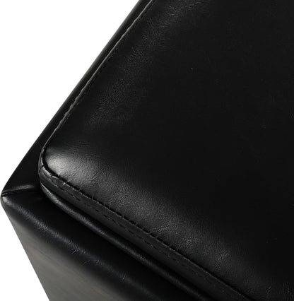 Adeco 17" Black Storage Ottoman Cube with Tray Lid, Small Footstool with Storage, Square End Table for Living Room & Bedroom