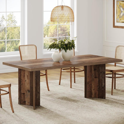 Tribesigns Farmhouse Dining Table for 4 to 6 People, 63-inch Rectangle Wooden Kitchen Table with Large Tabletop and Heavy Duty Legs for Dining Room,Kitchen, Distressed Brown