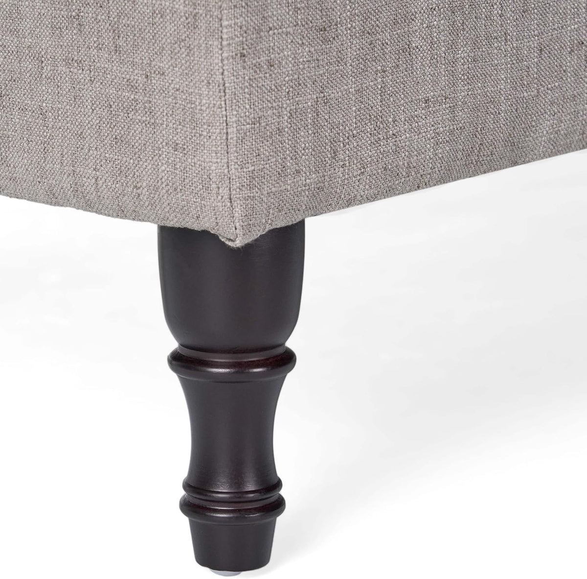 Storage Ottoman Bench, 40 Inch Tufted Ottoman with Storage Compartment and Solid Wood Legs, Multi-Purpose Foot of Bed Bench for Living Room, Bedroom, Entryway, Linen Fabric (Grey)