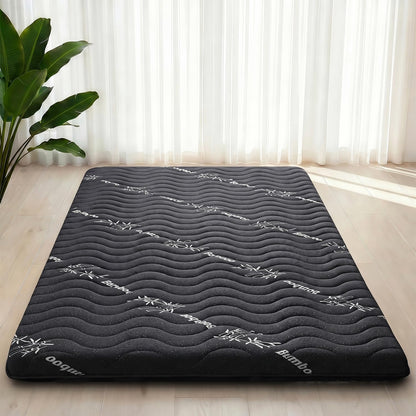 Japanese Floor Futon Mattress, 3.5" Thick Viscose Derived from Bamboo, Twin | Breathable Foldable Futon Mattress Tatami Mat, 100% High Density Foam, Roll Up Floor Bed for Guest Room Bedroom RV, Black