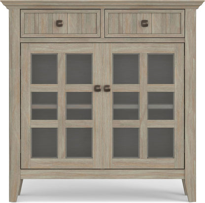 SIMPLIHOME Acadian Solid Wood 48 inch Wide Storage Bench that Seats 2 and 36 inch Wide Storage Cabinet in Distressed Grey for the Living Room, Entryway, and Family Room, Transitional Style