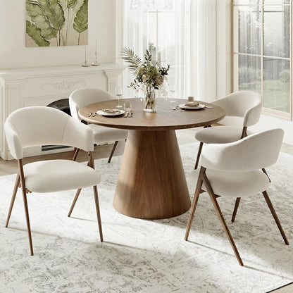 COLAMY Modern Dining Chairs Set of 6, Upholstered Fabric Dining Room Kitchen Island Dinner Chairs with Iron Legs, Open Back and Padded Seat for Living Room/Bedroom/Restaurant/Cafe, Beige