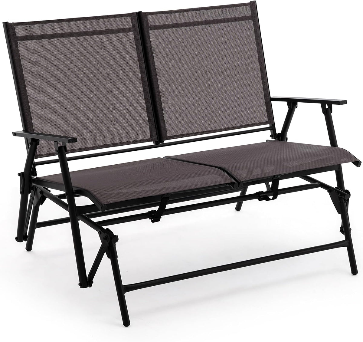 Zedachica 2-Person Outdoor Glider Bench No Assembly Required, Glider Loveseat for Outside Patio with Smooth Rocking, Patio Glider with Steel Frame for Porch Deck Backyard Garden (Loveseat, Darkgrey)
