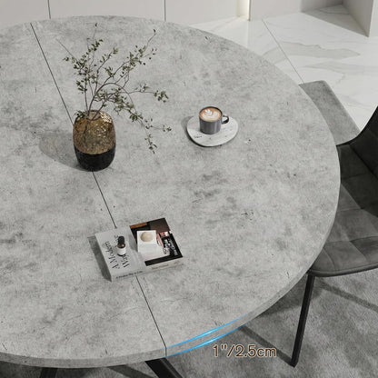 EROMMY Round Dining Table Set for 4, Modern Kitchen Table and Chairs with X-Shaped Table Legs & U-Shaped Thick Cushion, Wooden Dining Room Set for Dining Room Kitchen (Gray Table + 4 Gray Chairs)