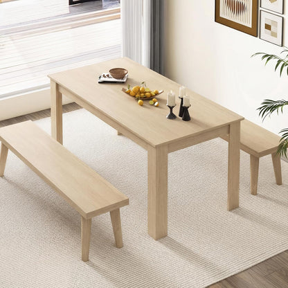 Giantex Dining Table for 4-6, 63" L Large Farmhouse Kitchen Table, Wooden Rectangular Dinner Table for Living Dining Room, Home Office, Dinette, 330LBS Capacity, Natural