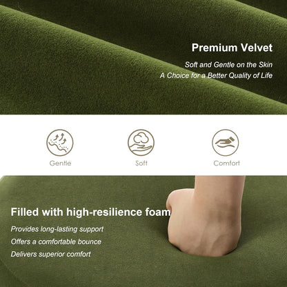 Velvet Storage Ottoman Set of 2, Compact Round Tufted Pair with Removable Lids for Lounge, Dorm and Entryway, Olive Green