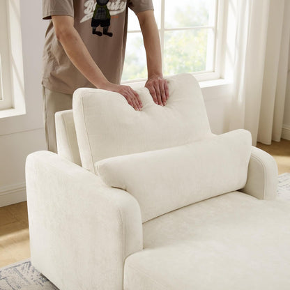 58" Oversized Chaise Lounge Chair with Storage, Chenille Beige