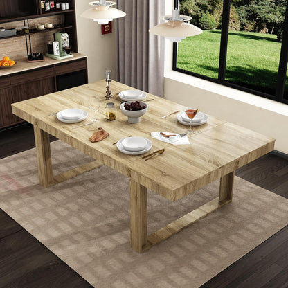 FUFU&GAGA Large Farmhouse Dining Table, for 6-8 People, 86.8” Rectangular Wood Dinner Table for Kitchen Dining Room Conference Room, Oak, 86.8”W x 47.2”D x 29.4”H