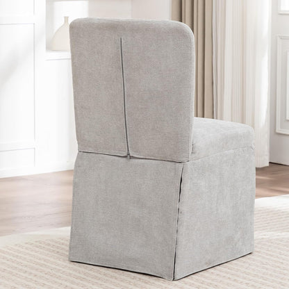 cinkehome Upholstered Dining Chairs Set of 4, Modern Kitchen Chairs with Padded Back, Armless Side Dining Room Chair with Metal Legs (Light Grey, Linen Fabric)