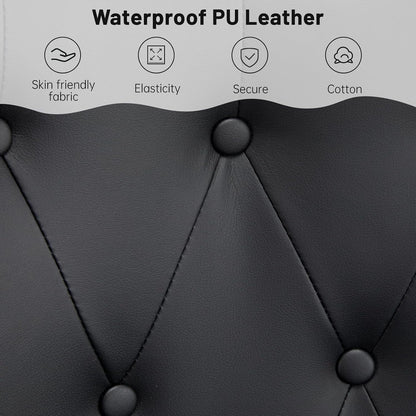Furniliving PU Leather Accent Chair for Living Room, Upholstered Reading Chair with High Backrest, Tufted-Button Wingback Armchair for Bedroom, Dressing Room, Home Office, Black