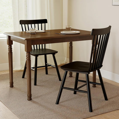 Kmax Dining Chairs Set of 4 Vintage Kitchen Chairs Windsor Chairs with Solid Wood Legs Farmhouse Country Style, Black