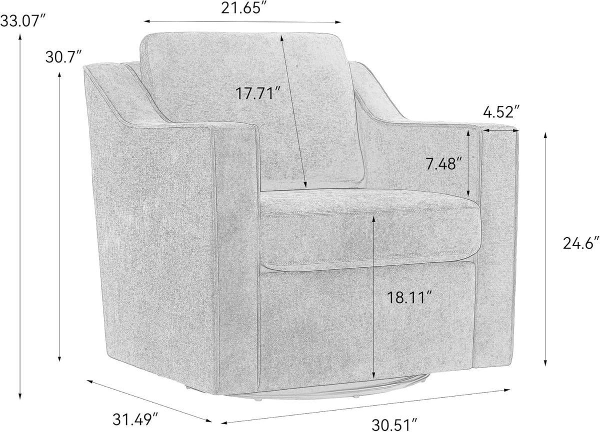 Swivel Accent Chairs Set of 2, 360° Swivel Armchairs, Light Coffee